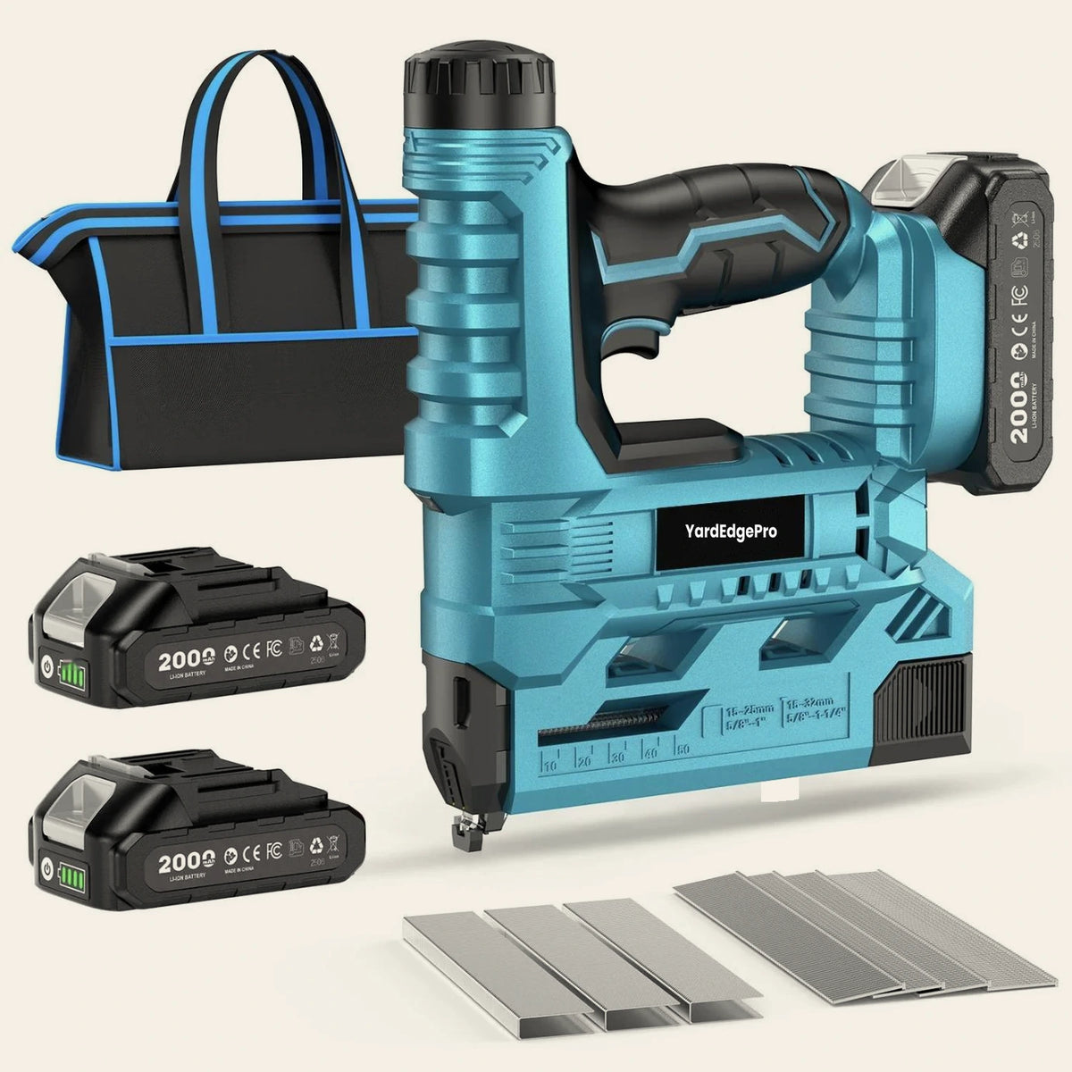 YardEdge Pro cordless brad nailer kit with 2.0Ah battery and charger for trim and skirting