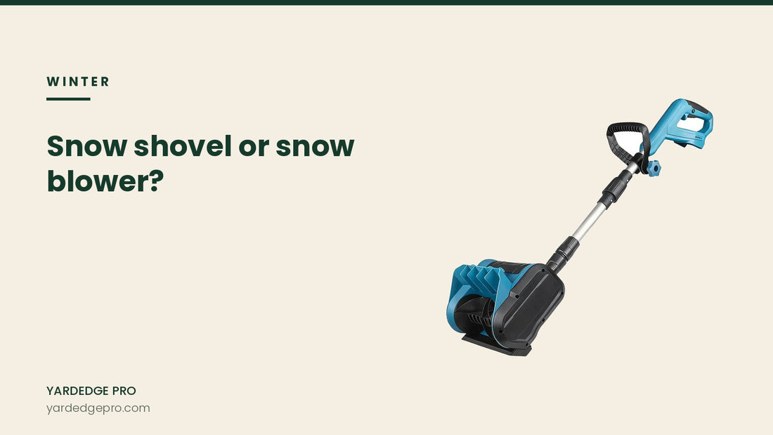 Article banner: snow shovel or snow blower, showing a cordless electric snow shovel