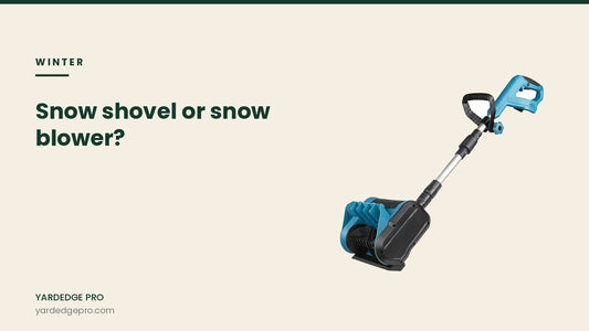 Article banner: snow shovel or snow blower, showing a cordless electric snow shovel
