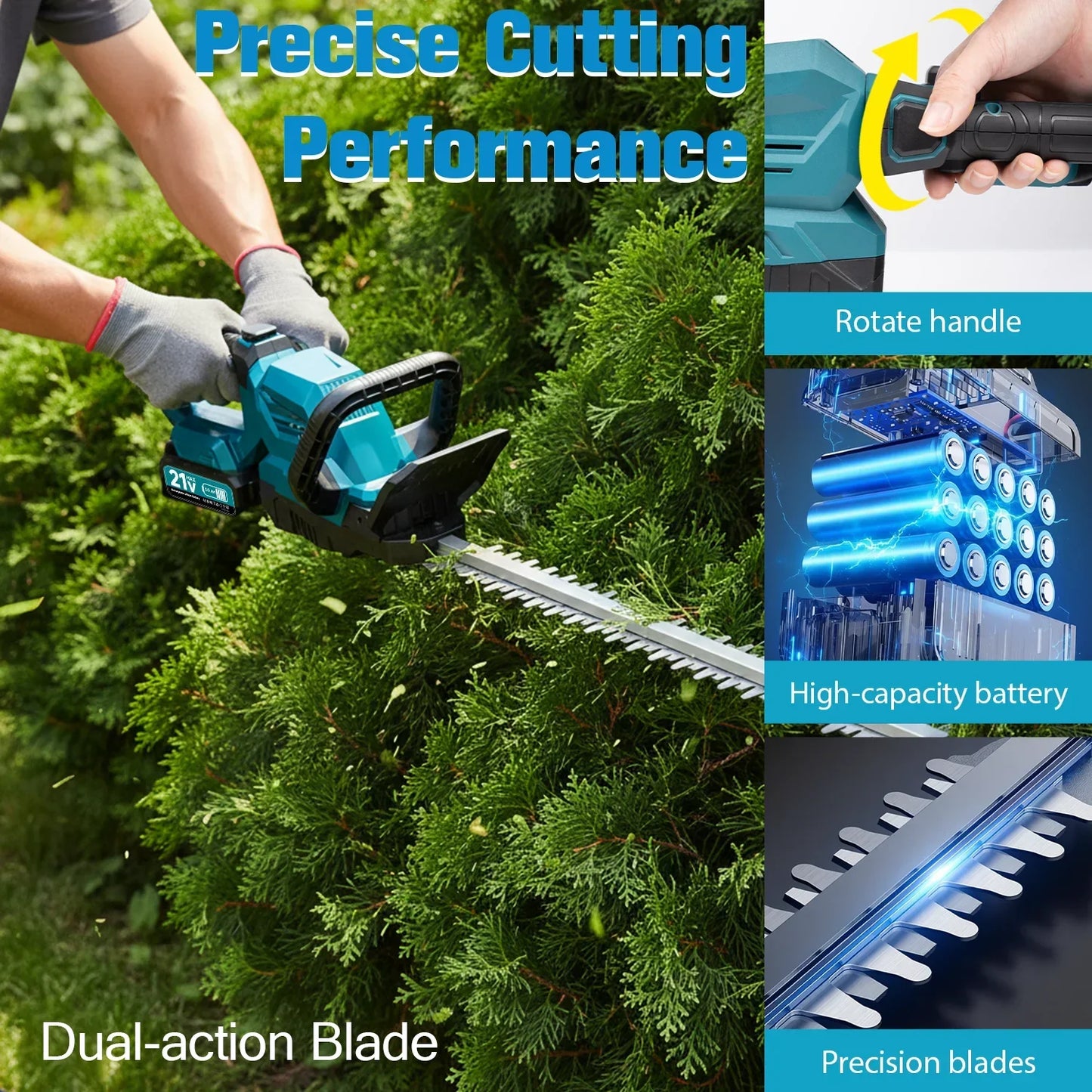 YardEdge Pro hedge trimmer dual-action blade cutting performance