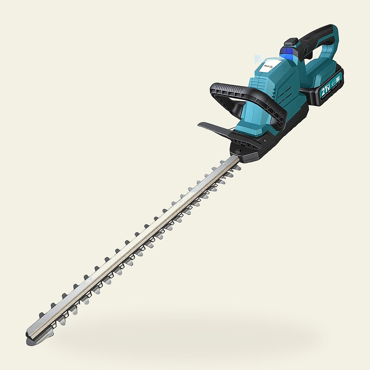 Cordless hedge trimmer with 180 degree rotating head, fully assembled