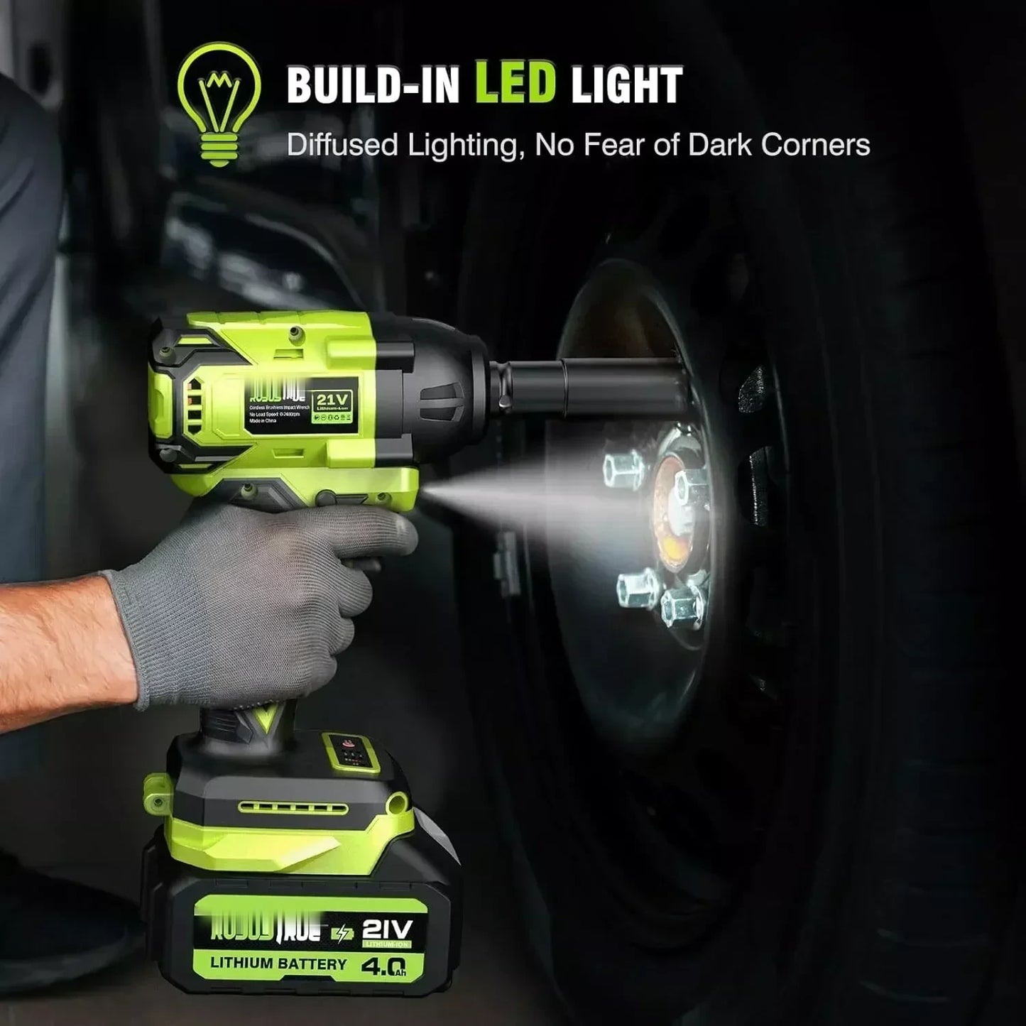 TorquePro built-in LED work light illuminating dark corners