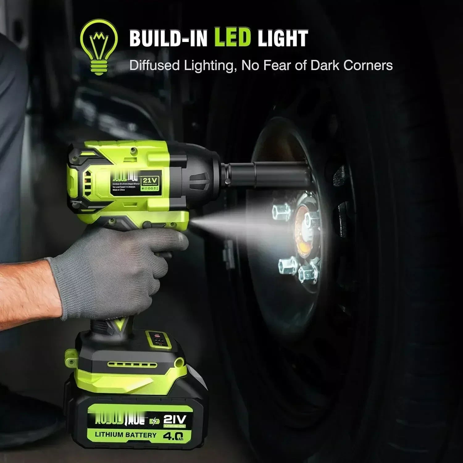 TorquePro built-in LED work light illuminating dark corners
