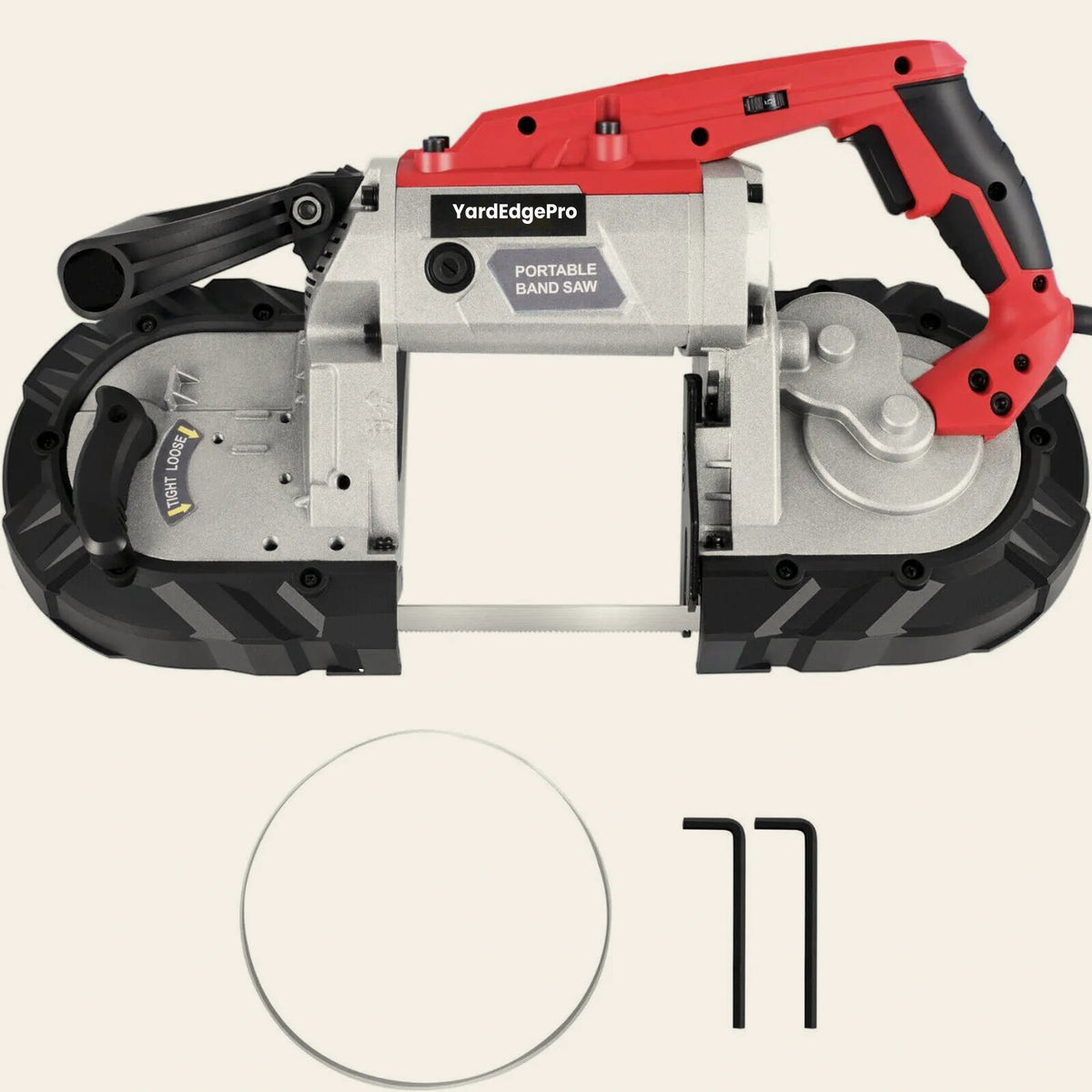YardEdge Pro portable deep-cut band saw, handheld corded tool with 5 inch cutting capacity